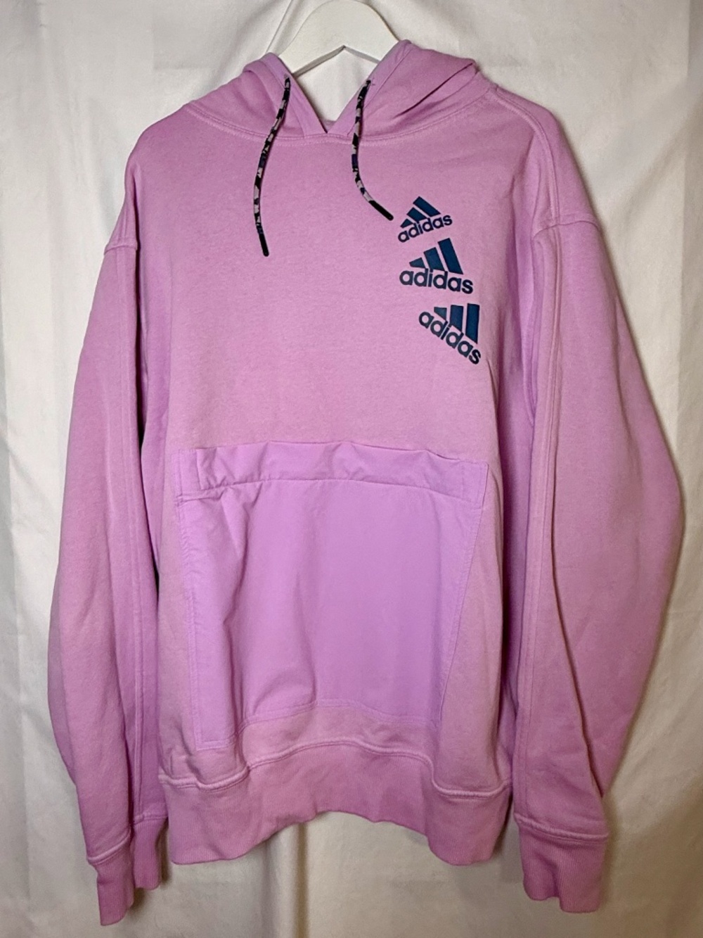 Adidas Women's Pink Logo Pullover Hoodie Sweatshirt Size L
